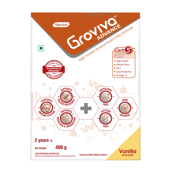 Groviva Advance | Lactose Free Health & Nutrition Drink for Kids | Vanilla
