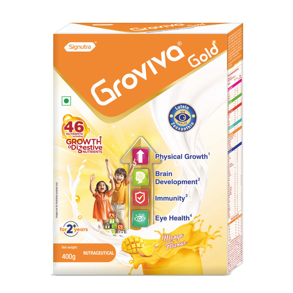 Groviva Gold | Milk Protein Powder for Kids | Mango