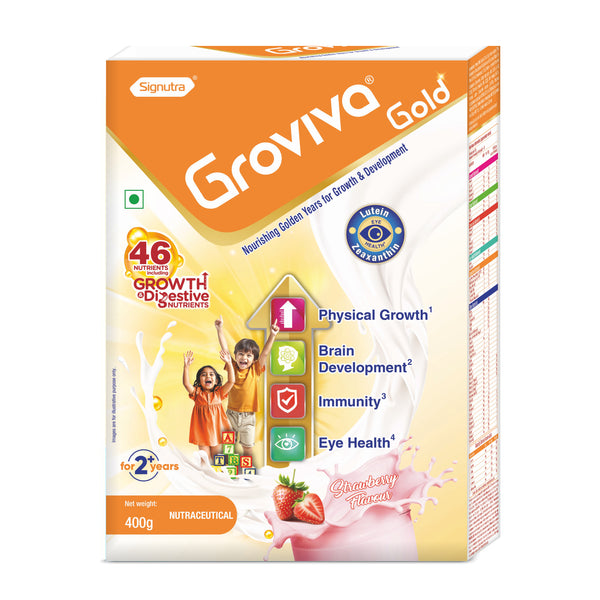 Groviva Gold | Milk Protein Powder for Kids | Strawberry