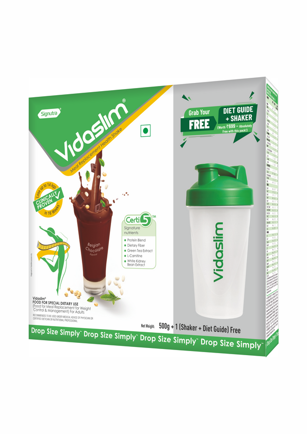 Vidaslim Protein Powder For Men & Women Weight Control & Management | Clinically Proven Meal Replacement Protein Health Shake | No Added Sugars | 22.8g Protein Per Serve | Green Tea & White Kidney Bean Extracts | 500g BIB |Chocolate Flavour